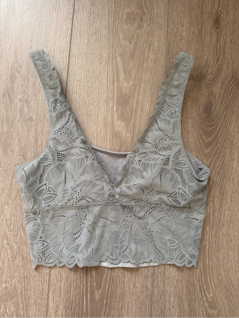 Grey Aerie Lace V Cut Tank Top